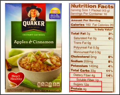 quaker apple and cinnamon oatmeal nutrition facts